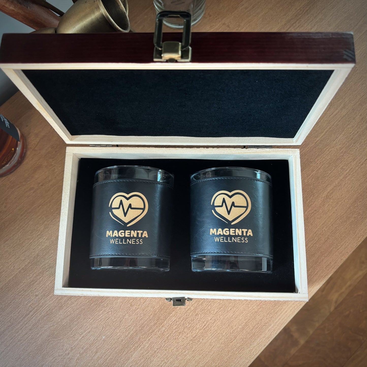 Leather Wrapped Del Mar DOF Whiskey Glasses - Box Set