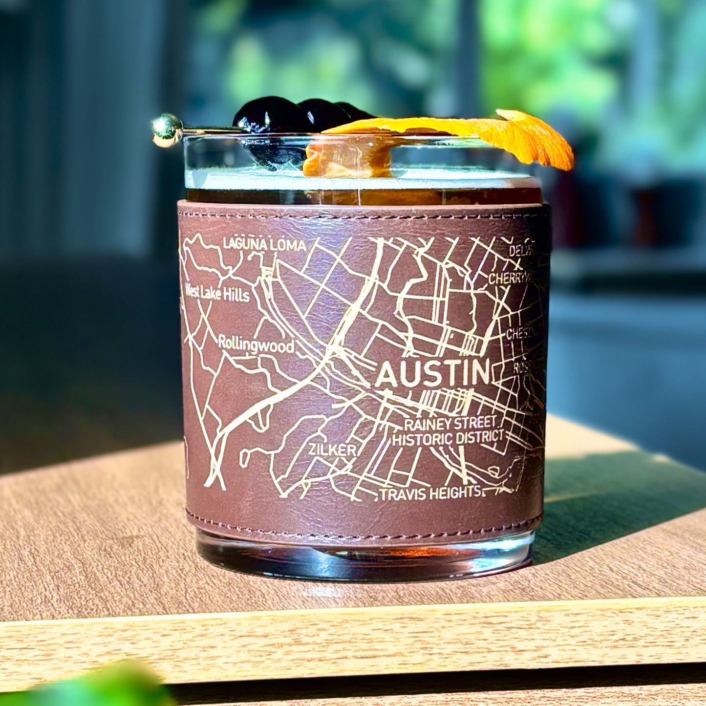 Leather Wrapped Del Mar DOF Whiskey Glasses - Box Set